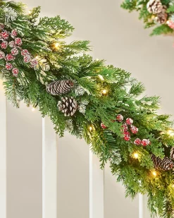 Pre-Lit Snow Flocked Mixed Tip Garland, 9 Ft