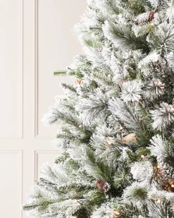Pre-Lit Snow Flocked Mixed Pine Christmas Tree, 6 Ft