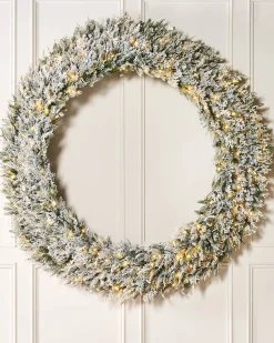 Pre-Lit Snow Flocked Natural Fir Majestic Wreath, 1.5 M