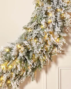 Pre-Lit Snow Flocked Natural Fir Majestic Wreath, 1.5 M