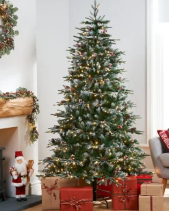 Pre-Lit Snow Flocked Norwegian Spruce Christmas Tree, 7 Ft