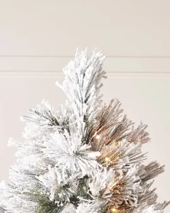 Pre-Lit Snow Flocked Pine Needle Christmas Tree, 5 Ft