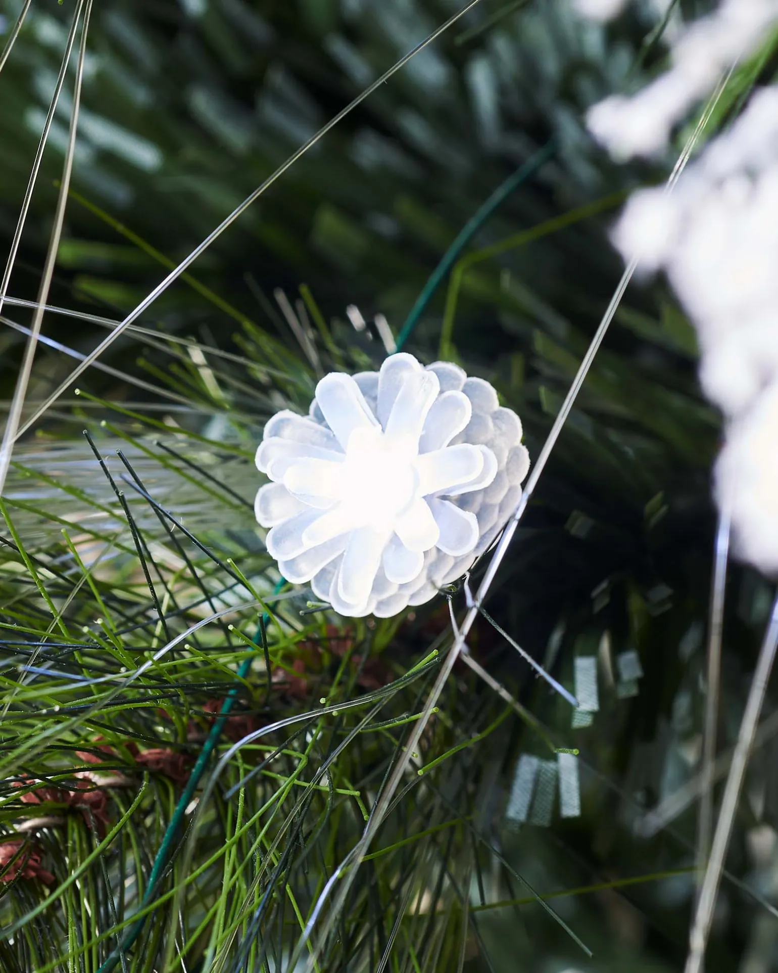 Pre-Lit Snow Flocked Pinecones & Berries Fibre Optic Christmas Tree, 6 Ft
