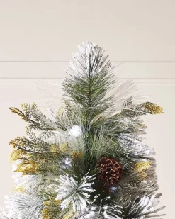Pre-Lit Snow Flocked Pinecones & Berries Fibre Optic Christmas Tree, 6 Ft