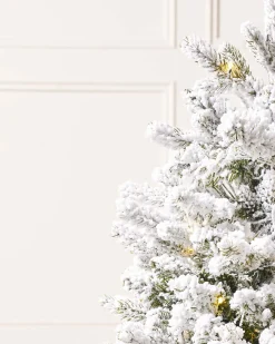 Pre-Lit Snow Flocked Potted Christmas Tree, 3 Ft