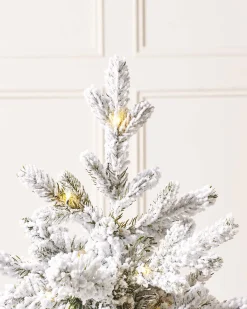 Pre-Lit Snow Flocked Potted Christmas Tree, 3 Ft