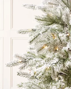 Pre-Lit Snow Flocked Potted Christmas Tree, 4 Ft