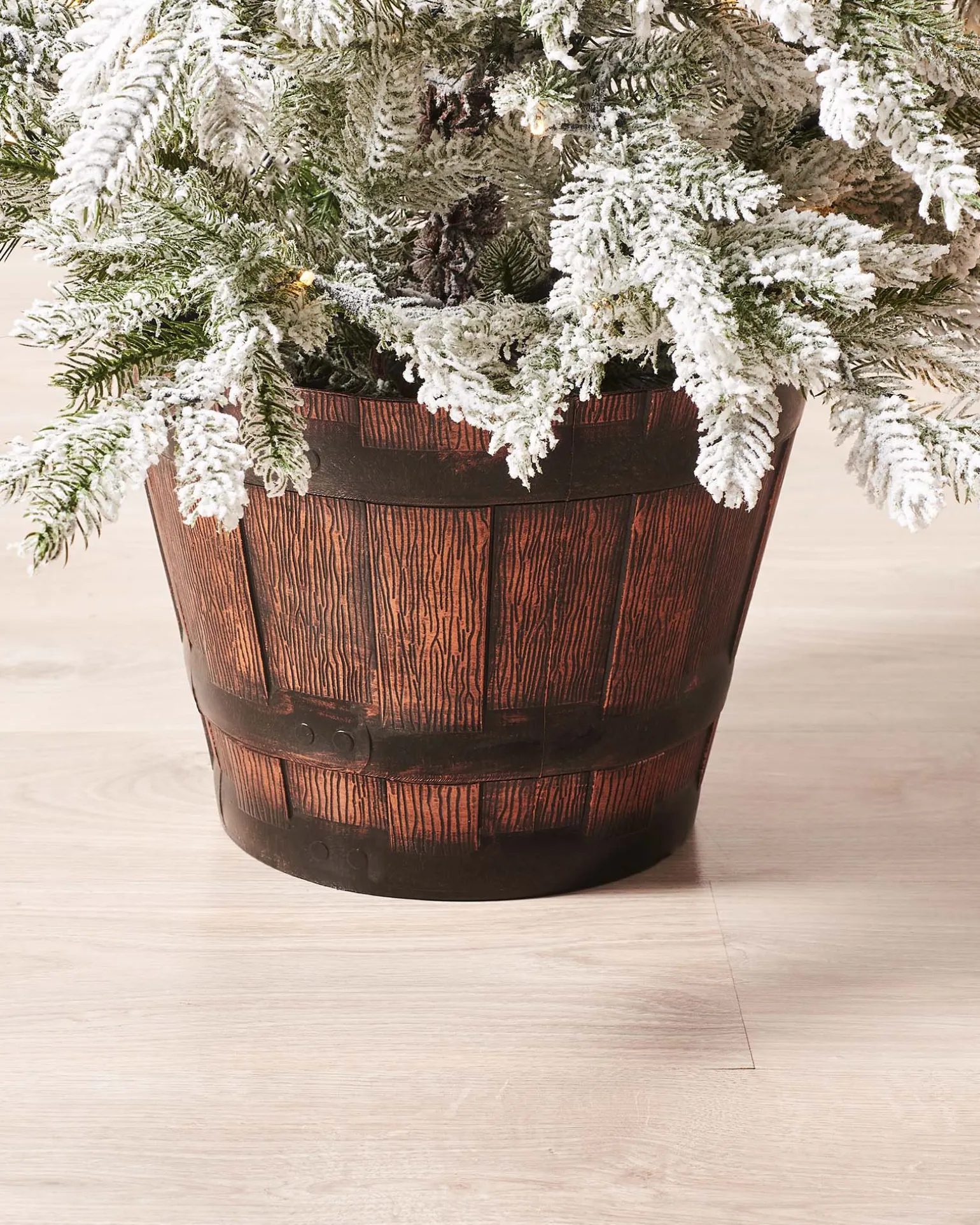 Pre-Lit Snow Flocked Potted Christmas Tree, 4 Ft