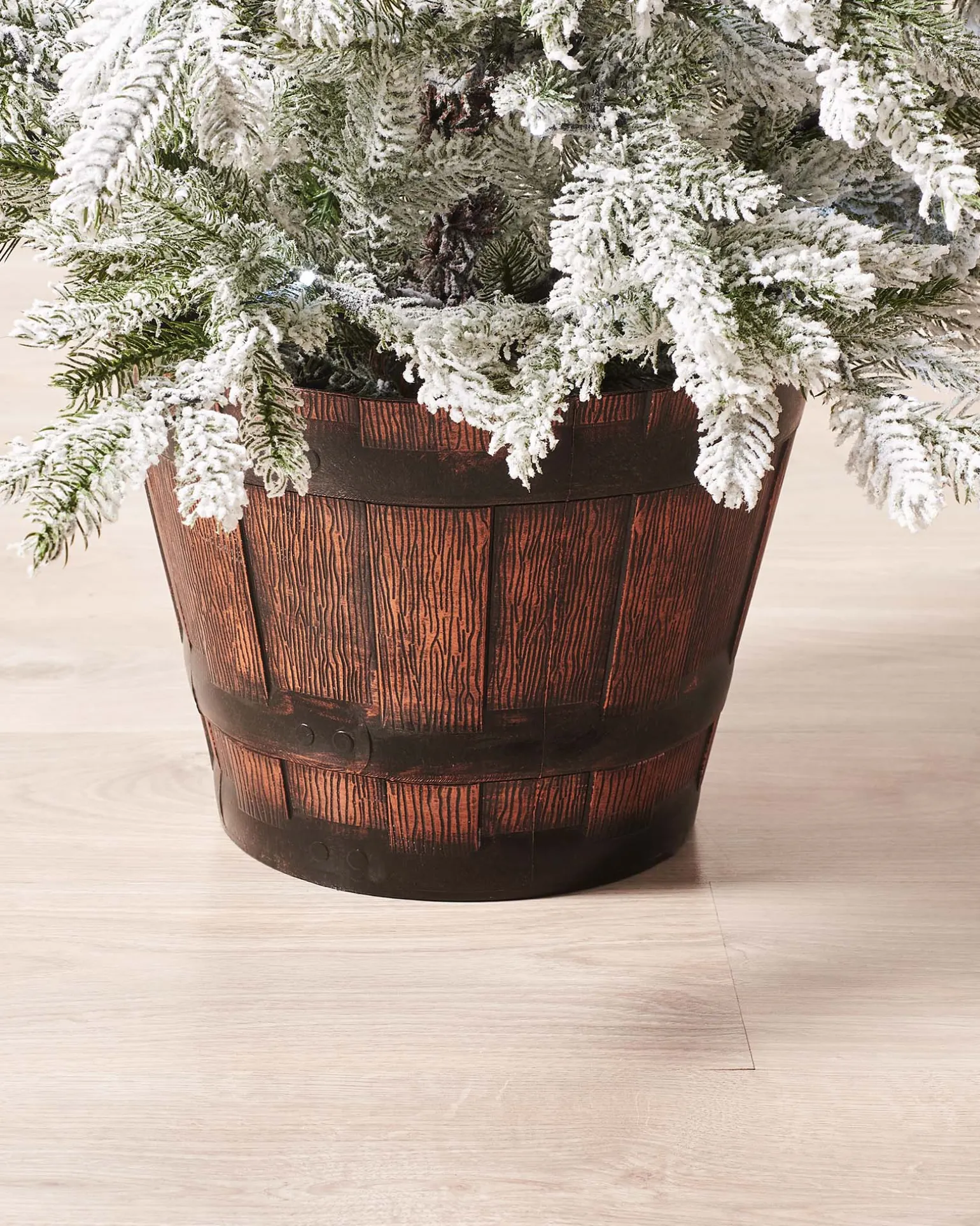 Pre-Lit Snow Flocked Potted Christmas Tree, 4 Ft