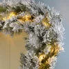 Pre-Lit Snow Flocked Spruce Garland, 9 Ft