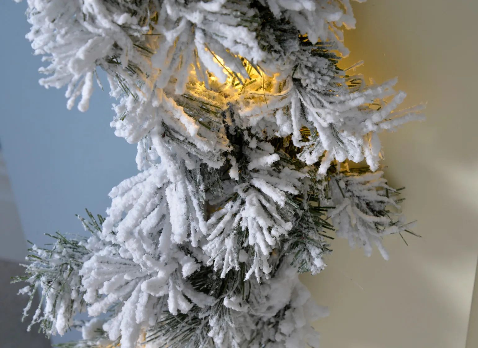 Pre-Lit Snow Flocked Spruce Garland, 9 Ft