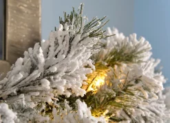 Pre-Lit Snow Flocked Spruce Garland, 9 Ft