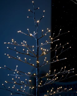 Pre-Lit Snow Flocked Twig Tree, 4 Ft