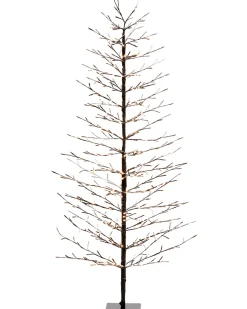 Pre-Lit Snow Flocked Twig Tree, 4 Ft