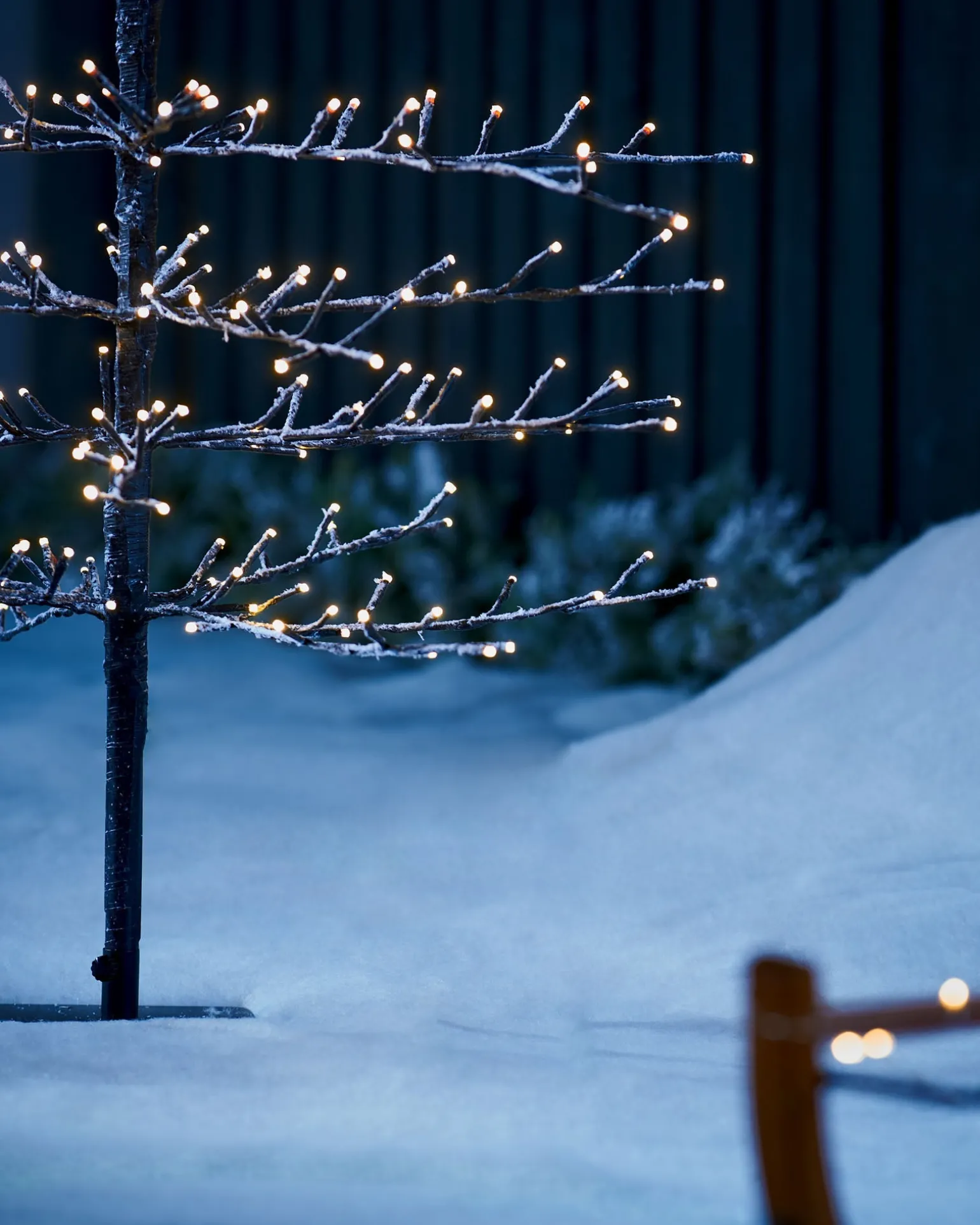 Pre-Lit Snow Flocked Twig Tree, 4 Ft