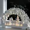 Pre-Lit Snowflake And Village Scene Arch, 32 Cm