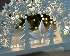 Pre-Lit Snowflake And Village Scene Arch, 32 Cm