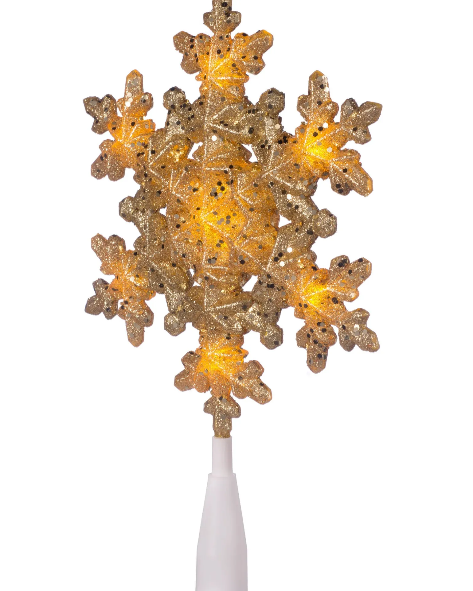 Pre-Lit Snowflake Christmas Tree Topper, Gold, 29 Cm