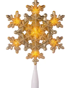 Pre-Lit Snowflake Christmas Tree Topper, Gold, 29 Cm