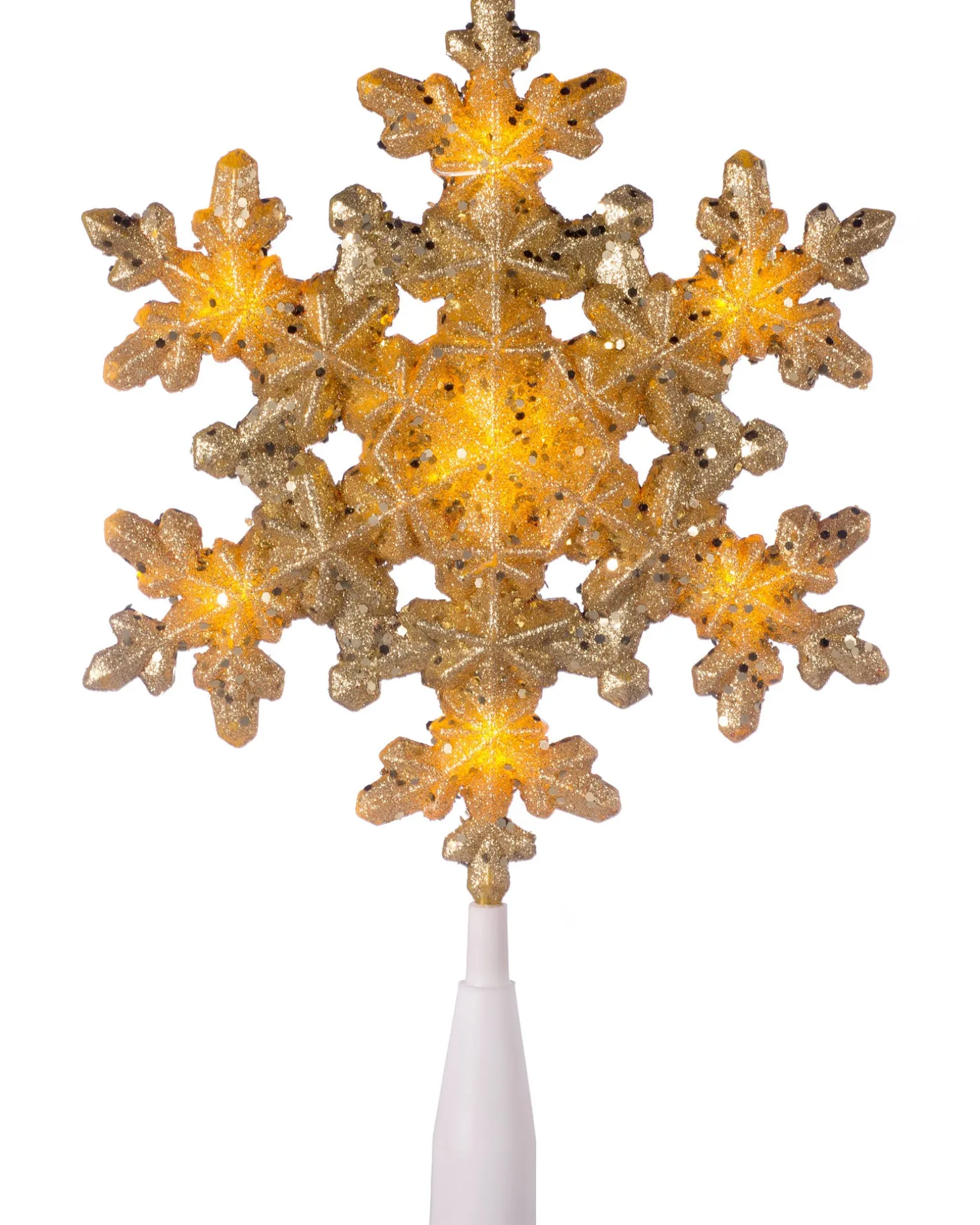 Pre-Lit Snowflake Christmas Tree Topper, Gold, 29 Cm
