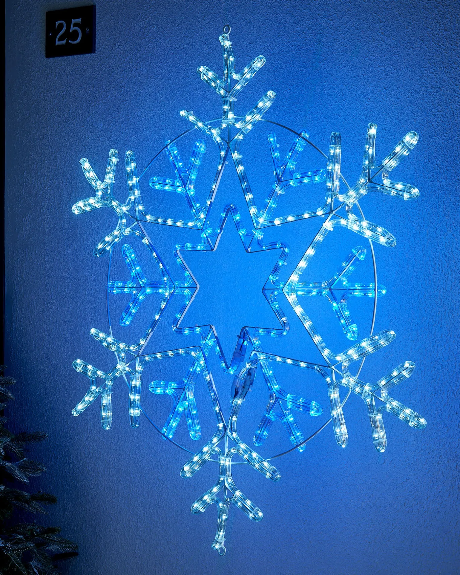 Pre-Lit Snowflake Rope Light Silhouette, 90 Cm