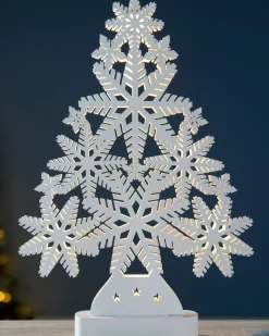 Pre-Lit Snowflake Tree Table Christmas Decoration, 39.5 Cm