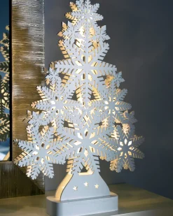 Pre-Lit Snowflake Tree Table Christmas Decoration, 39.5 Cm