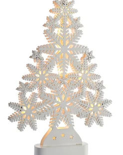 Pre-Lit Snowflake Tree Table Christmas Decoration, 39.5 Cm