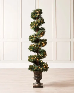 Pre-Lit Spiral Potted Christmas Tree, 6 Ft
