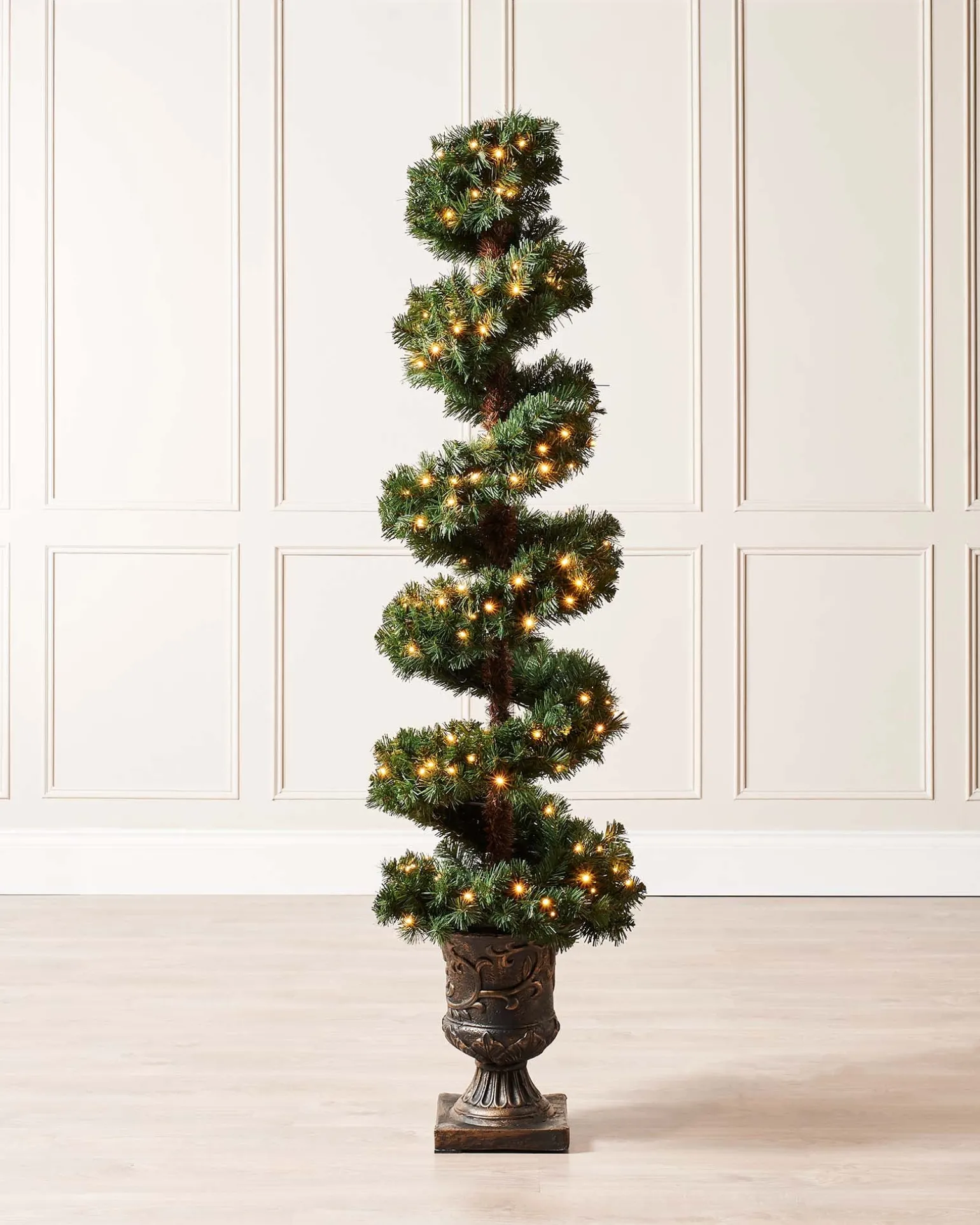 Pre-Lit Spiral Potted Christmas Tree, 6 Ft