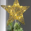 Pre-Lit Star Christmas Tree Topper, Gold, 31 Cm