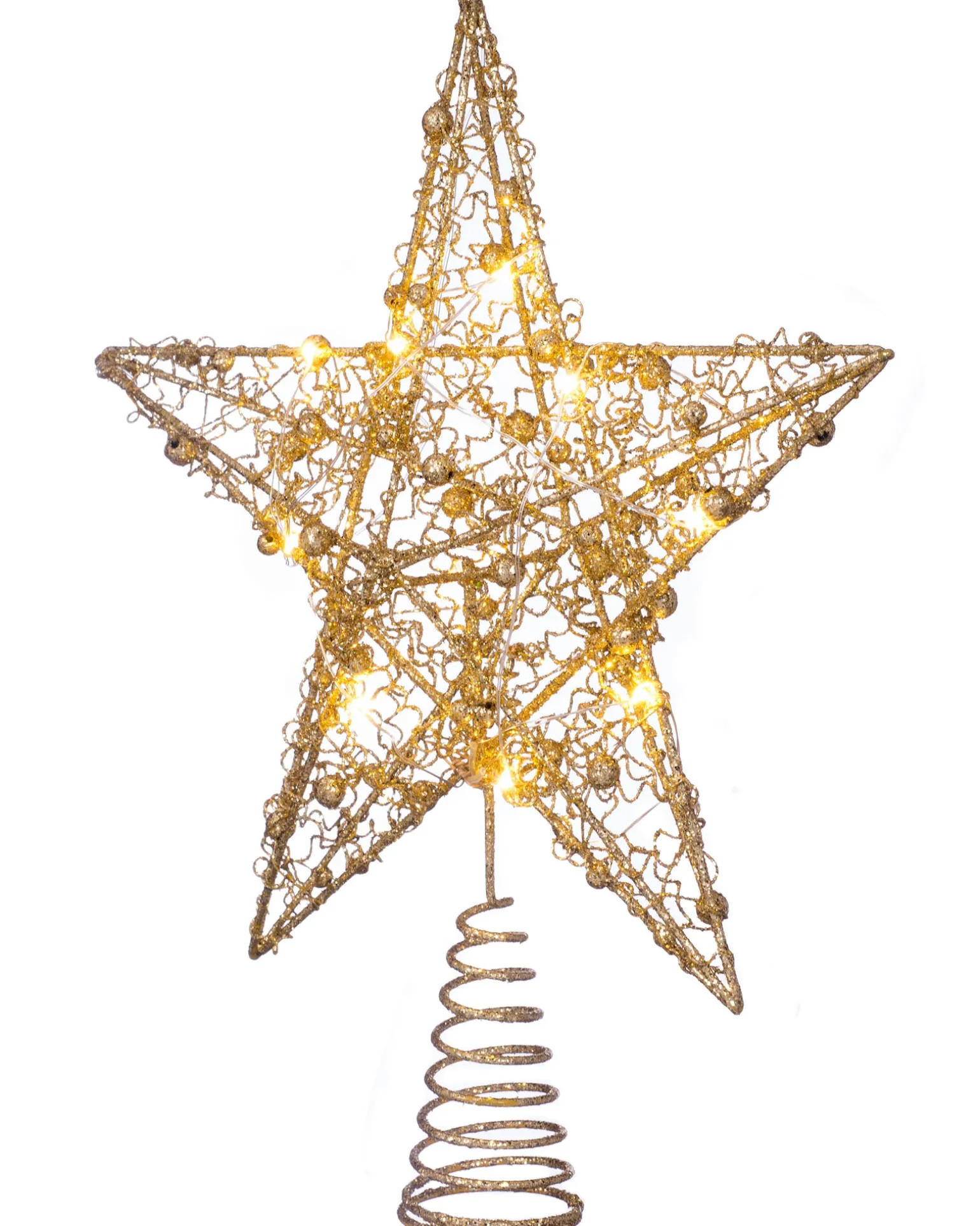 Pre-Lit Star Christmas Tree Topper, Gold, 31 Cm
