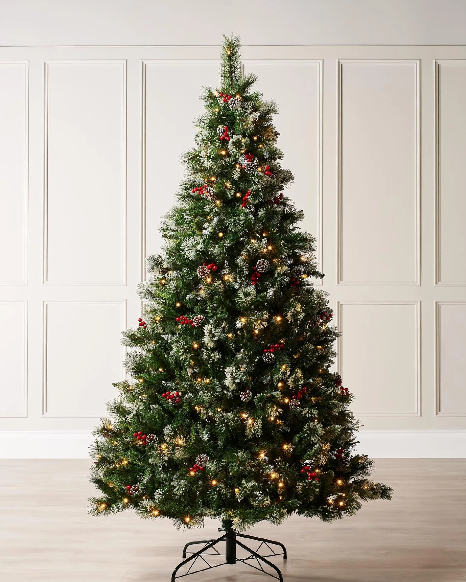 Pre-Lit Victorian Frosted Berries & Pinecones Christmas Tree, 5 Ft