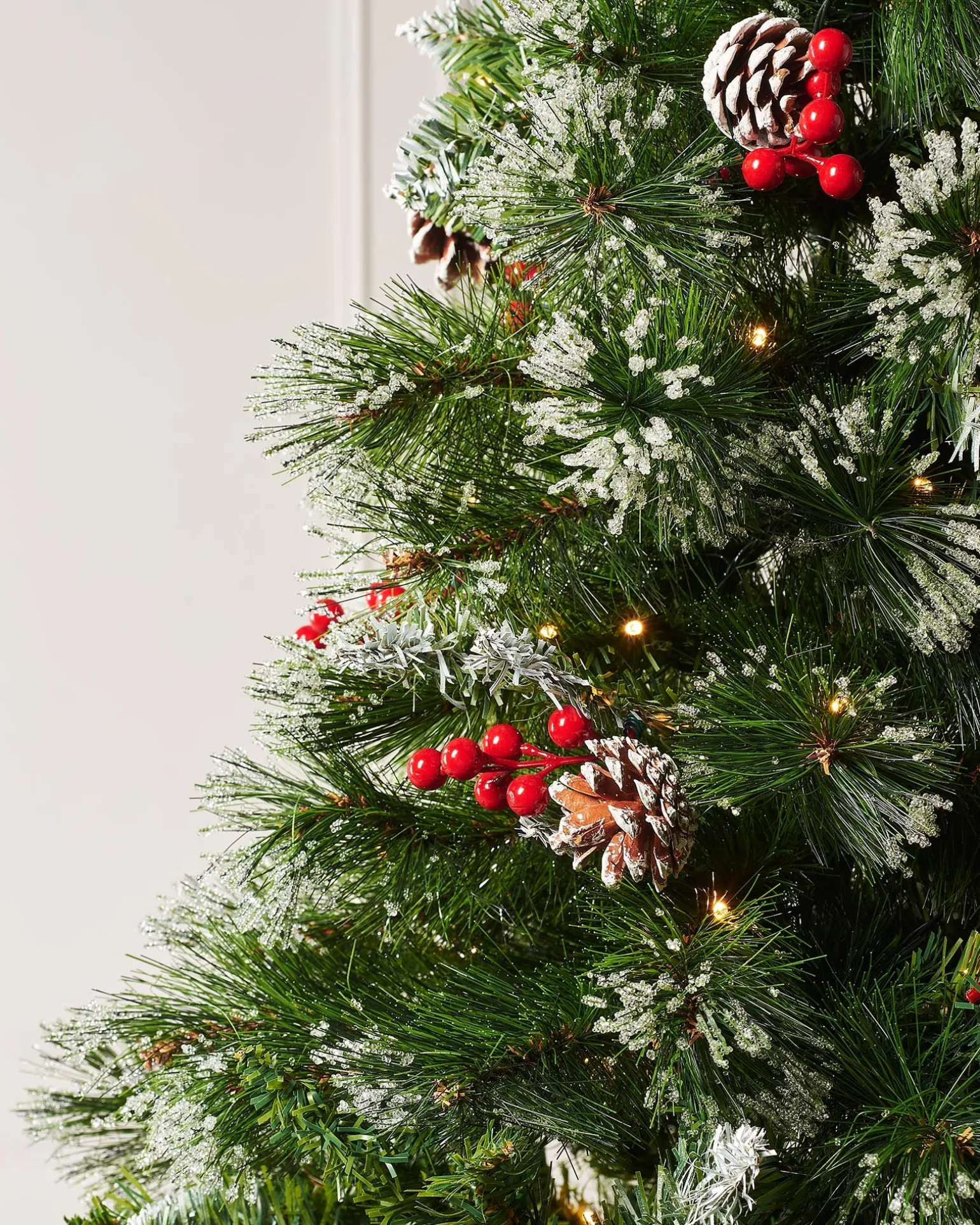 Pre-Lit Victorian Frosted Berries & Pinecones Christmas Tree, 5 Ft