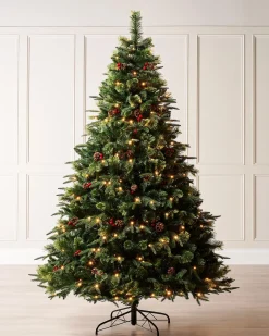 Pre-Lit Victorian Mixed Tip Berries & Pinecones Christmas Tree, 7 Ft