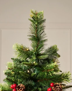 Pre-Lit Victorian Mixed Tip Berries & Pinecones Christmas Tree, 7 Ft