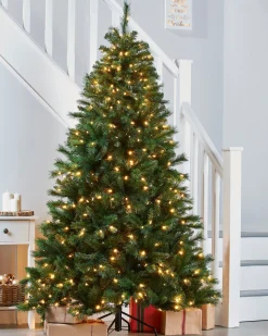 Pre-Lit Victorian Pine Multi-Function Christmas Tree, 7 Ft