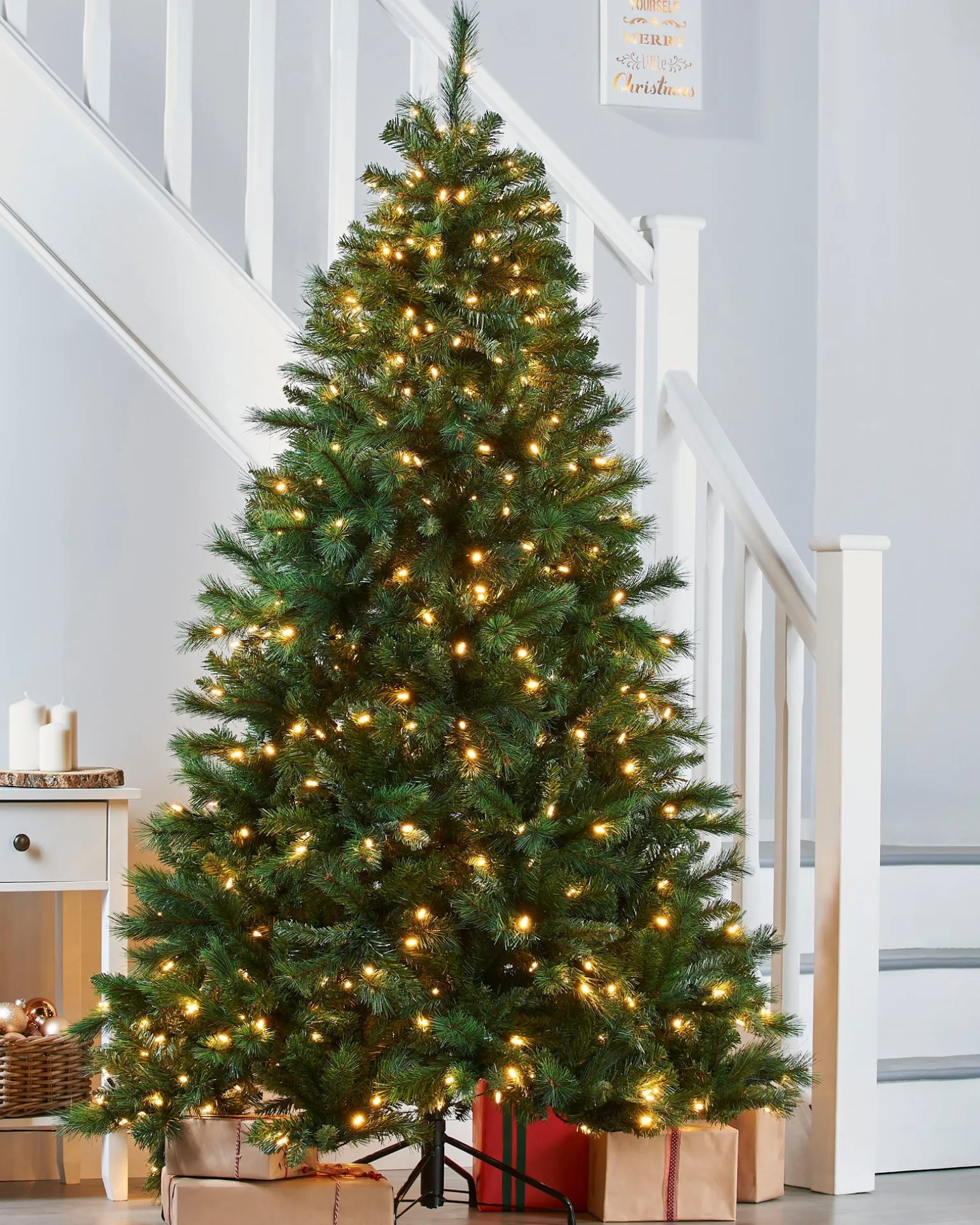 Pre-Lit Victorian Pine Multi-Function Christmas Tree, 7 Ft