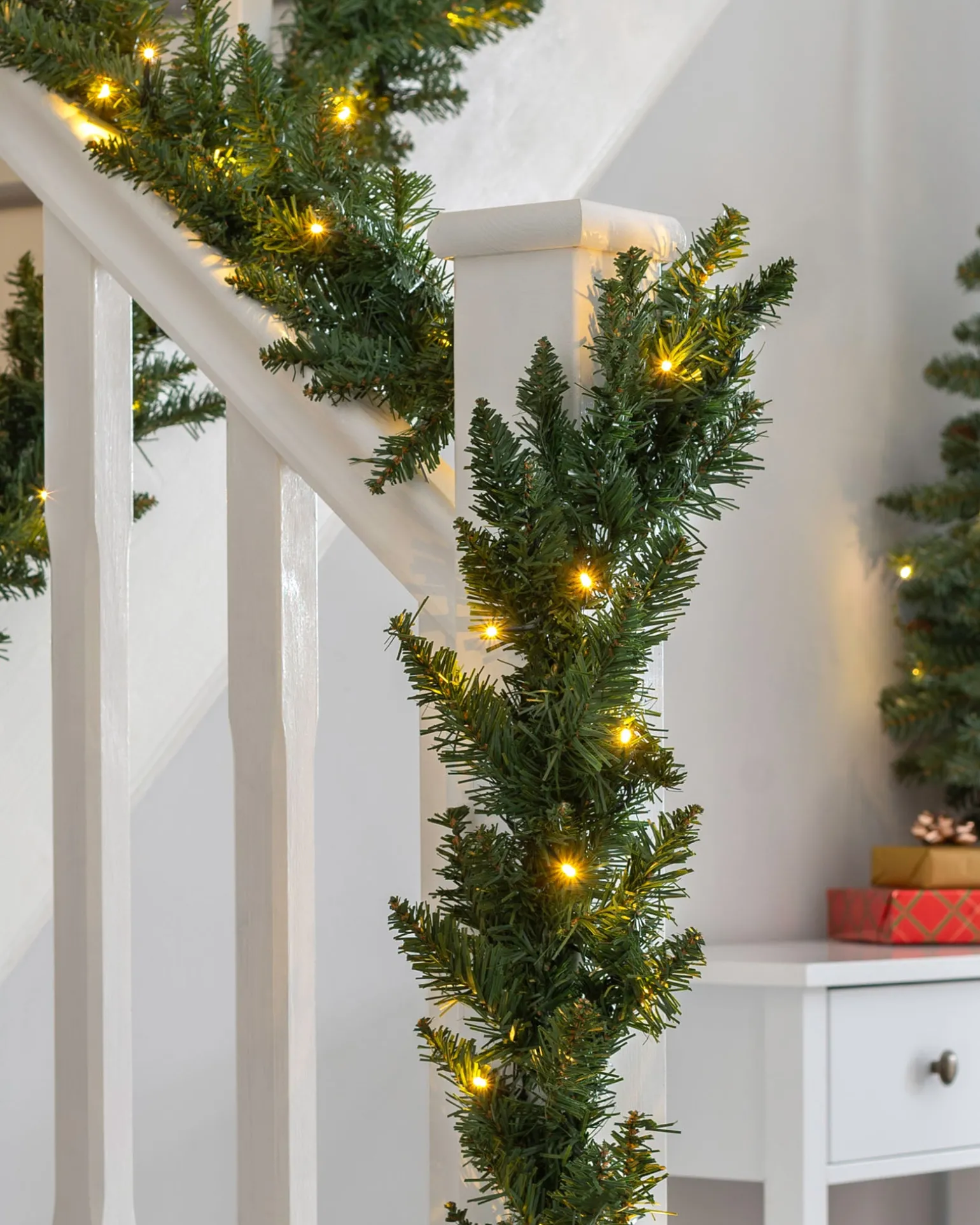 Pre-Lit Warm White LEDs Garland, 9 Ft