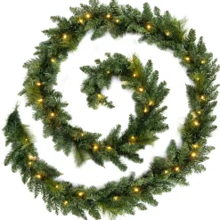 Pre-Lit Warm White LEDs Garland, 12 Ft
