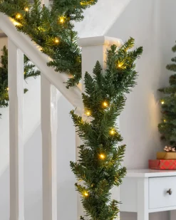 Pre-Lit Warm White LEDs Garland, 18 Ft