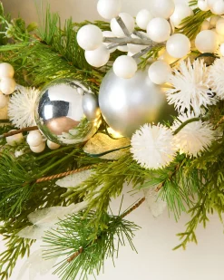 Pre-Lit White Berry Mixed Tip Wreath, 76 Cm