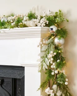 Pre-Lit White Berry Mixed Tip Garland, 9 Ft