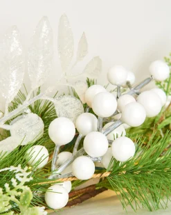 Pre-Lit White Berry Mixed Tip Garland, 9 Ft