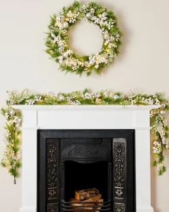 Pre-Lit White Berry Mixed Tip Garland, 9 Ft