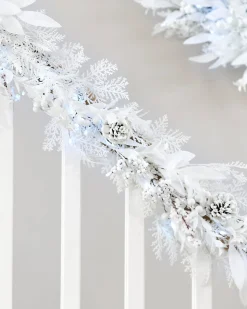 Pre-Lit White Garland, 9 Ft
