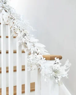 Pre-Lit White Garland, 9 Ft