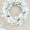 Pre-Lit White Wreath, 76 Cm