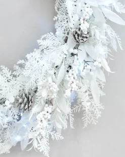 Pre-Lit White Wreath, 76 Cm