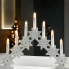 Pre-Lit Wooden Candle Bridge, White